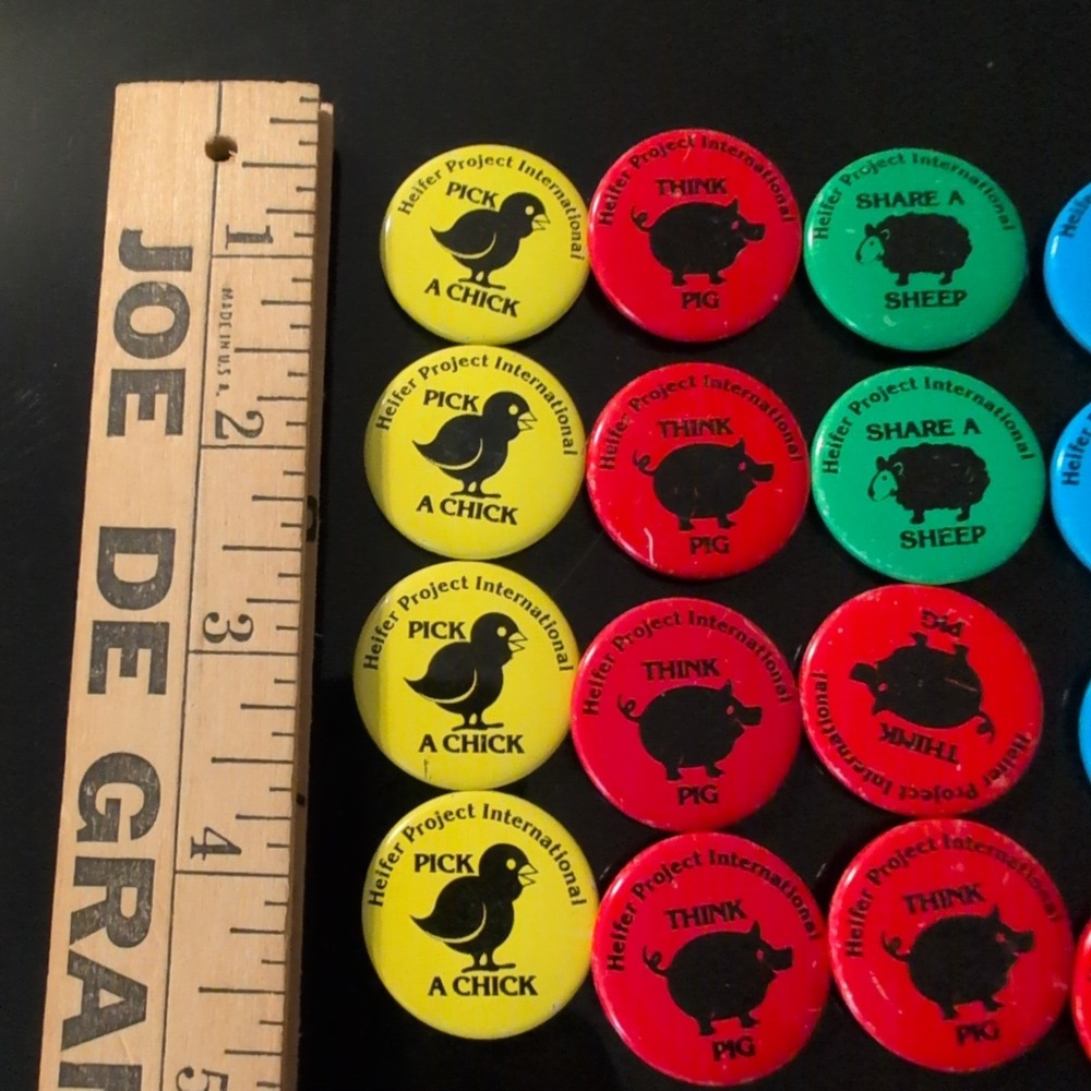 Vintage Heifer Project International Pinback Button Set Farm Animals 16pc VG - Picture 2 of 6